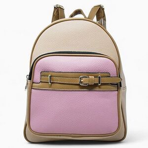 Pink and Tan Pebbled Backpack Purse